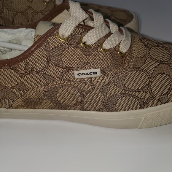 NWOT Women's Authentic Coach Citysole Skate Sneakers C2705 Signature Khaki Logo - Picture 7 of 11